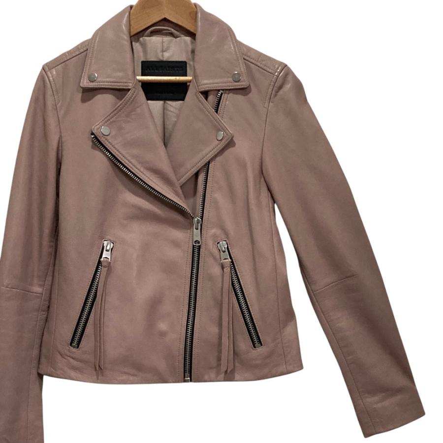 良品 ALLSAINTS レザージャケット ダブル ライダース XS ピンク ALL 