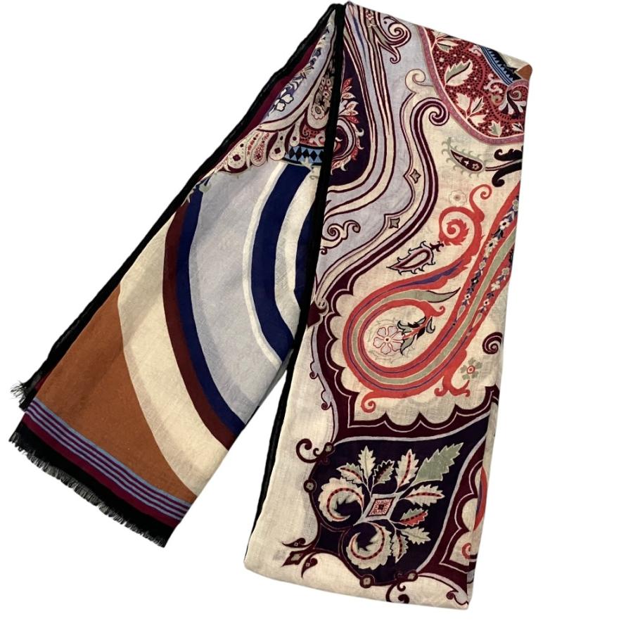 ETRO（エトロ） 美品 ペイズリー柄 フリンジ 大判ストール パープル