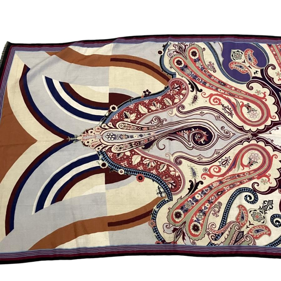 ETRO（エトロ） 美品 ペイズリー柄 フリンジ 大判ストール パープル
