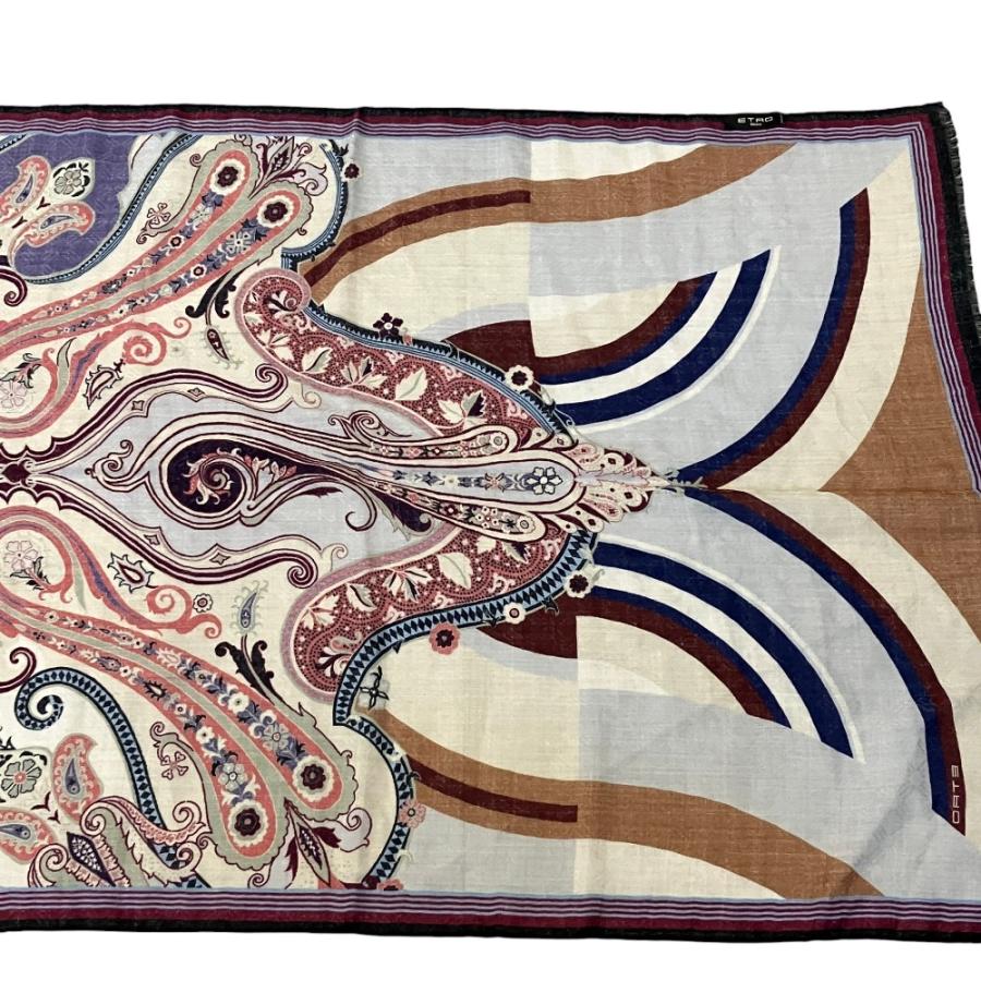 ETRO（エトロ） 美品 ペイズリー柄 フリンジ 大判ストール パープル