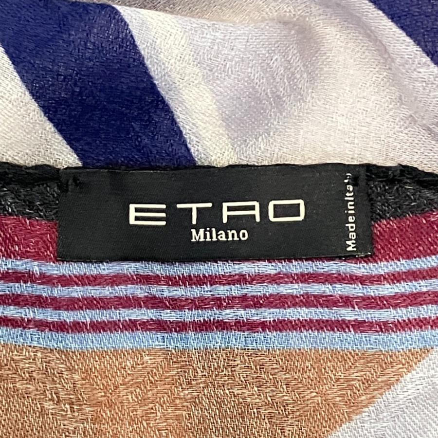 ETRO（エトロ） 美品 ペイズリー柄 フリンジ 大判ストール パープル