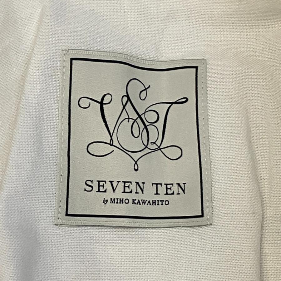 セブンテン SVTロゴ刺繍Tシャツ ホワイト×ネイビー S 良品 SEVEN TEN