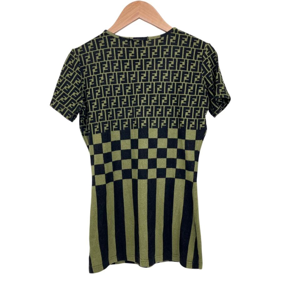FENDI（フェンディ） 良品 ズッカ柄 ニットTシャツ M グリーン 