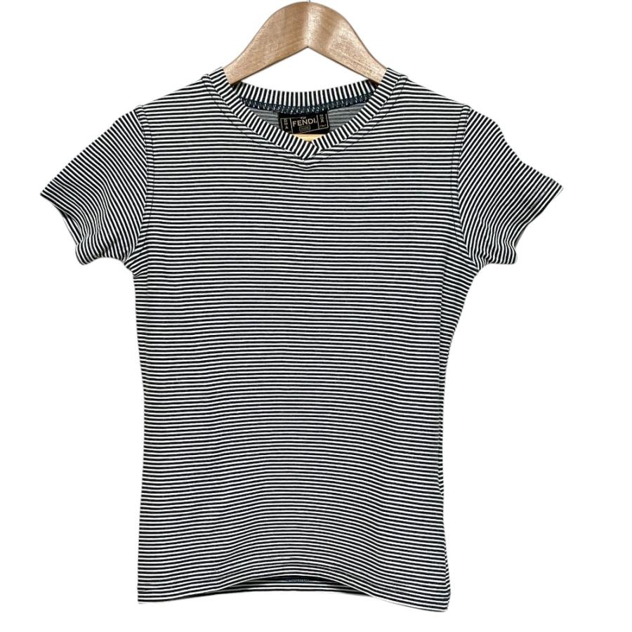 美品 FENDI jeans フェンディジーンズ 半袖 ボーダーTシャツ 40 グレー 
