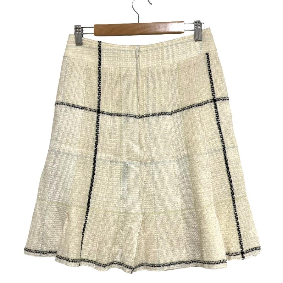 レディース CHANEL ココマークプレート ニットプリーツスカート 34