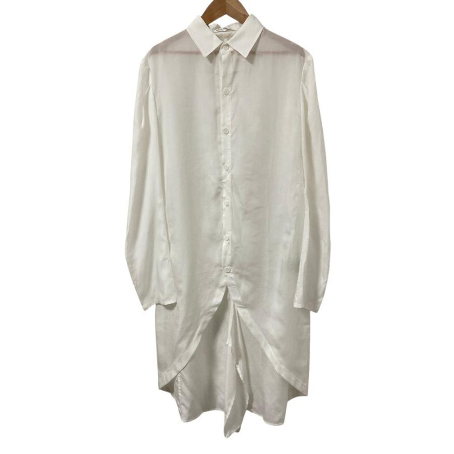 Y's ヨウジヤマモト 半袖シャツワンピース トリアセテートデシン　ホワイト Yohji Yamamoto（ヨウジヤマモト） 良品 24AW Yohji Yamamoto