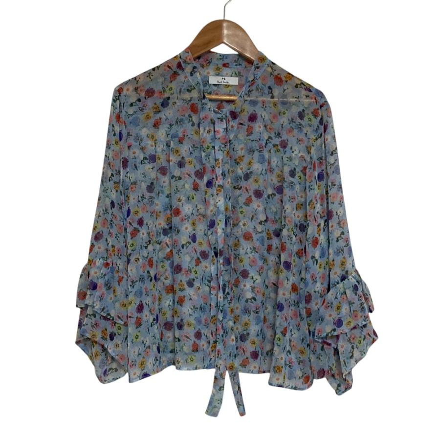 Paul Smith ボウタイ シースルー 花柄 ブラウス 七分袖 フラワー 