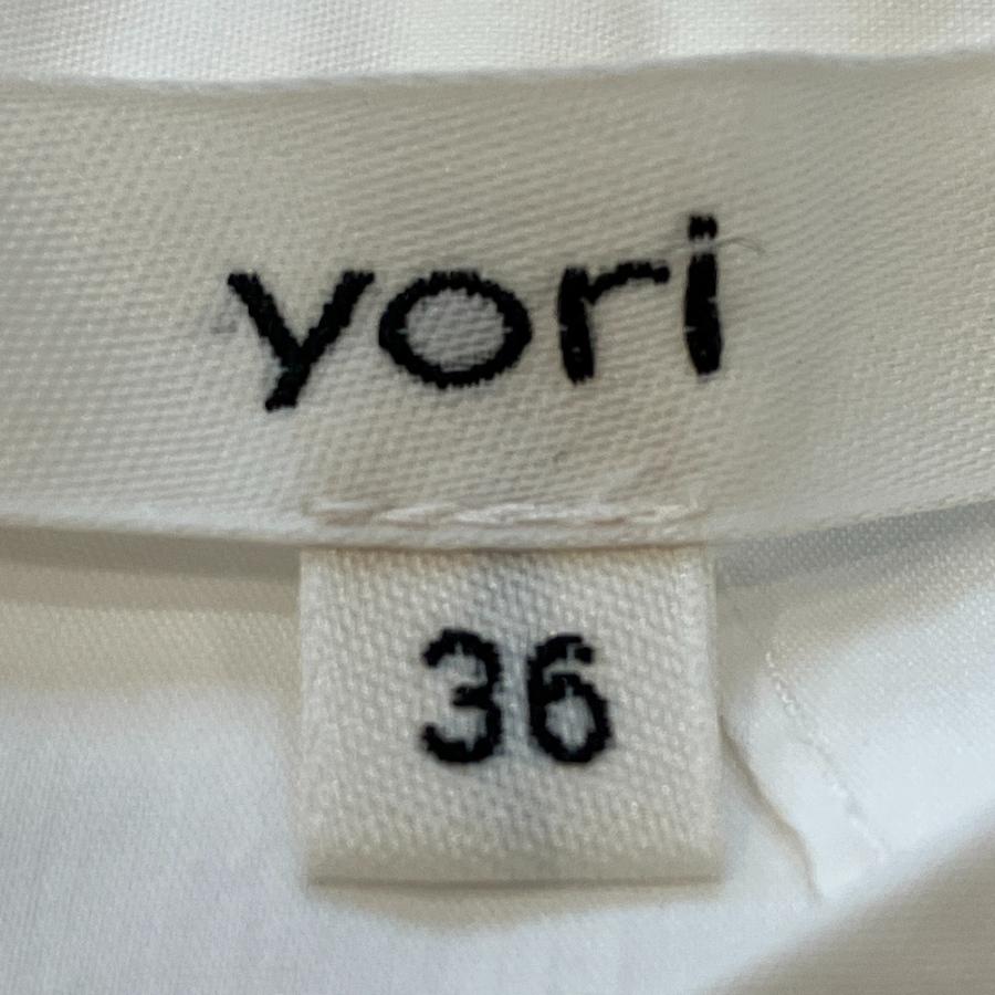Yori 美品 ヨリ コットン バックリボン ギャザー ブラウス 36 ホワイト