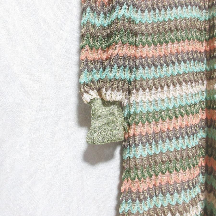 美品 MISSONI ミッソーニ 半袖ニットワンピース マルチカラー 11 L MISSONI（ミッソーニ） 美品 フリルカラー ニットワンピース 142667