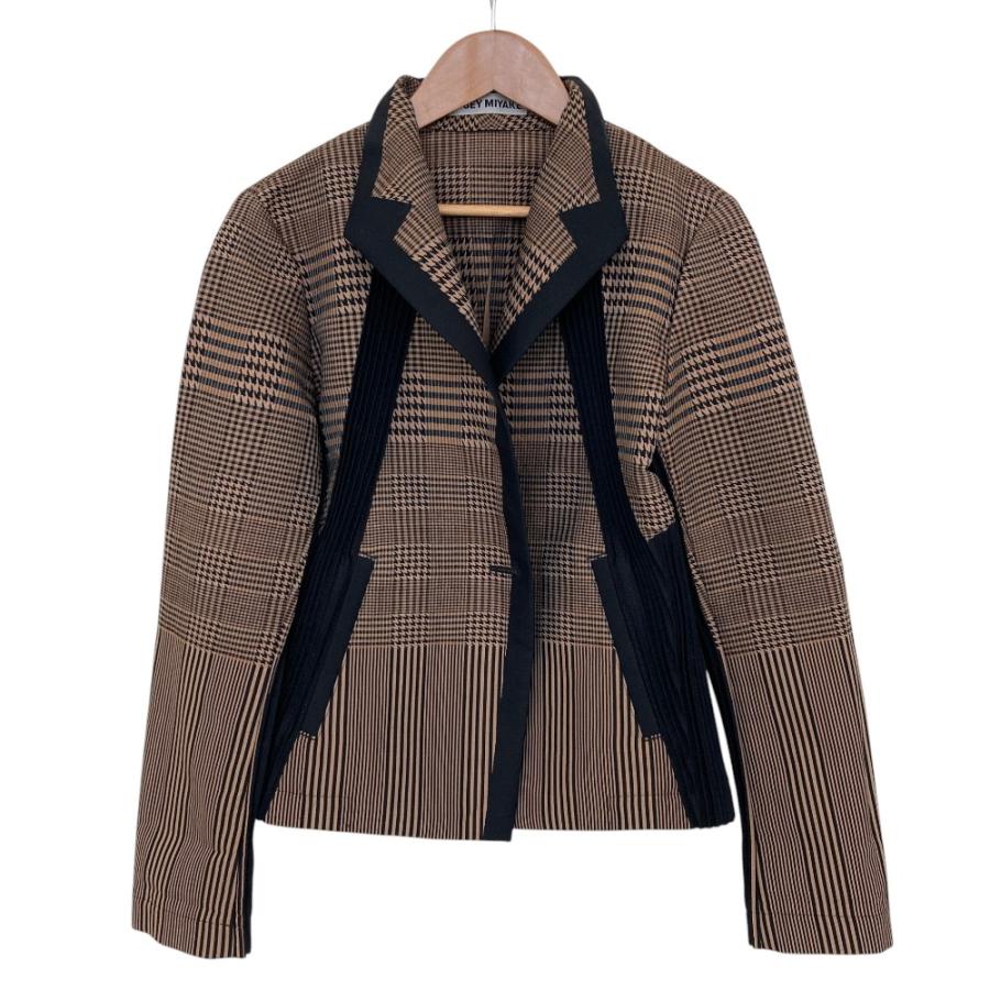 イッセイミヤケ ISSEY MIYAKE 千鳥柄 プリーツ コート ジャケット