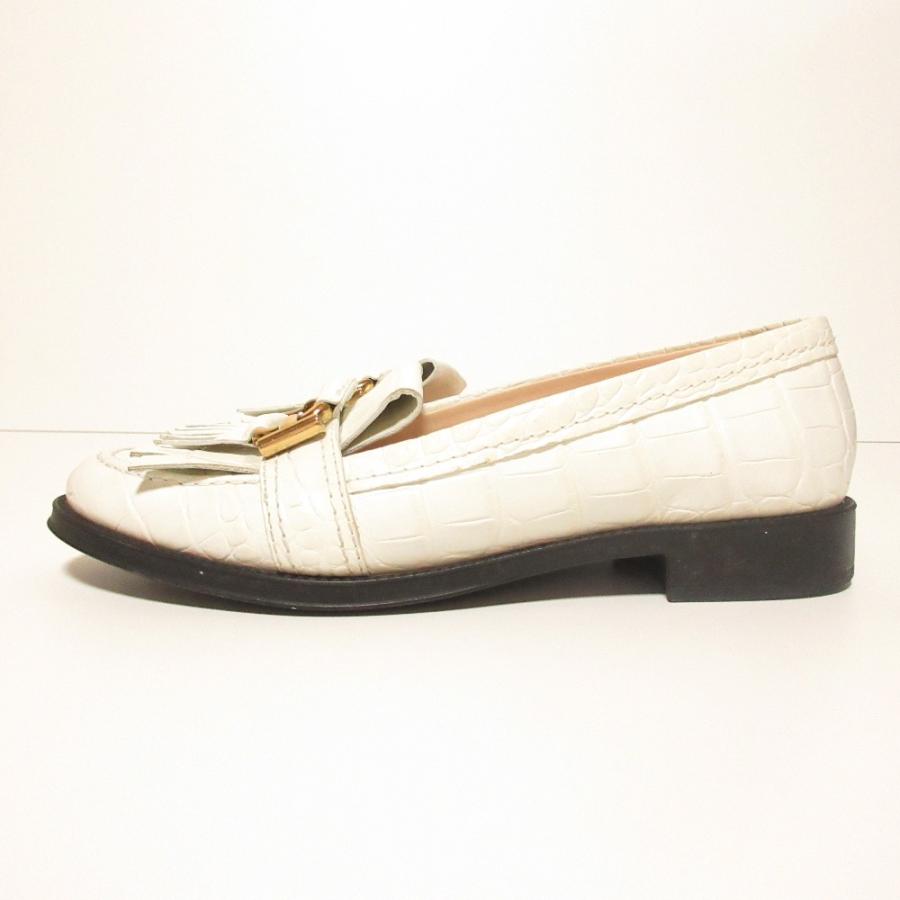 美品 TOD'S トッズ Tリング フリンジ ローファー シューズ 38 1/2 25.5
