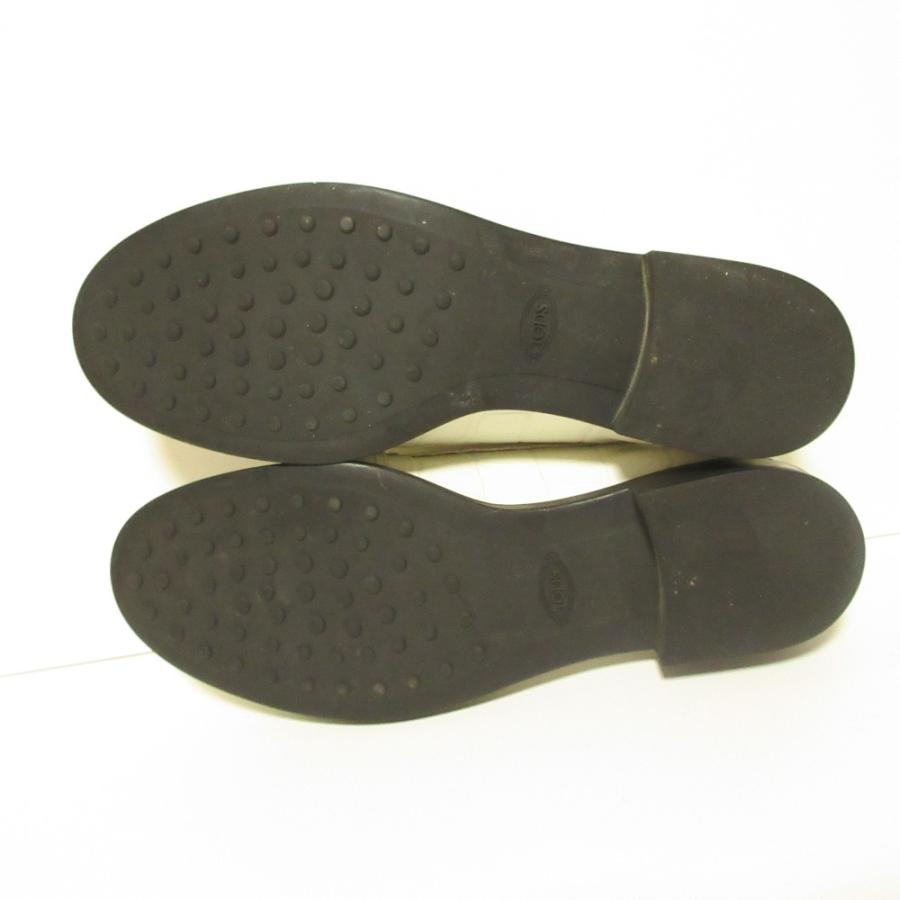 美品 TOD'S トッズ Tリング フリンジ ローファー シューズ 38 1/2 25.5