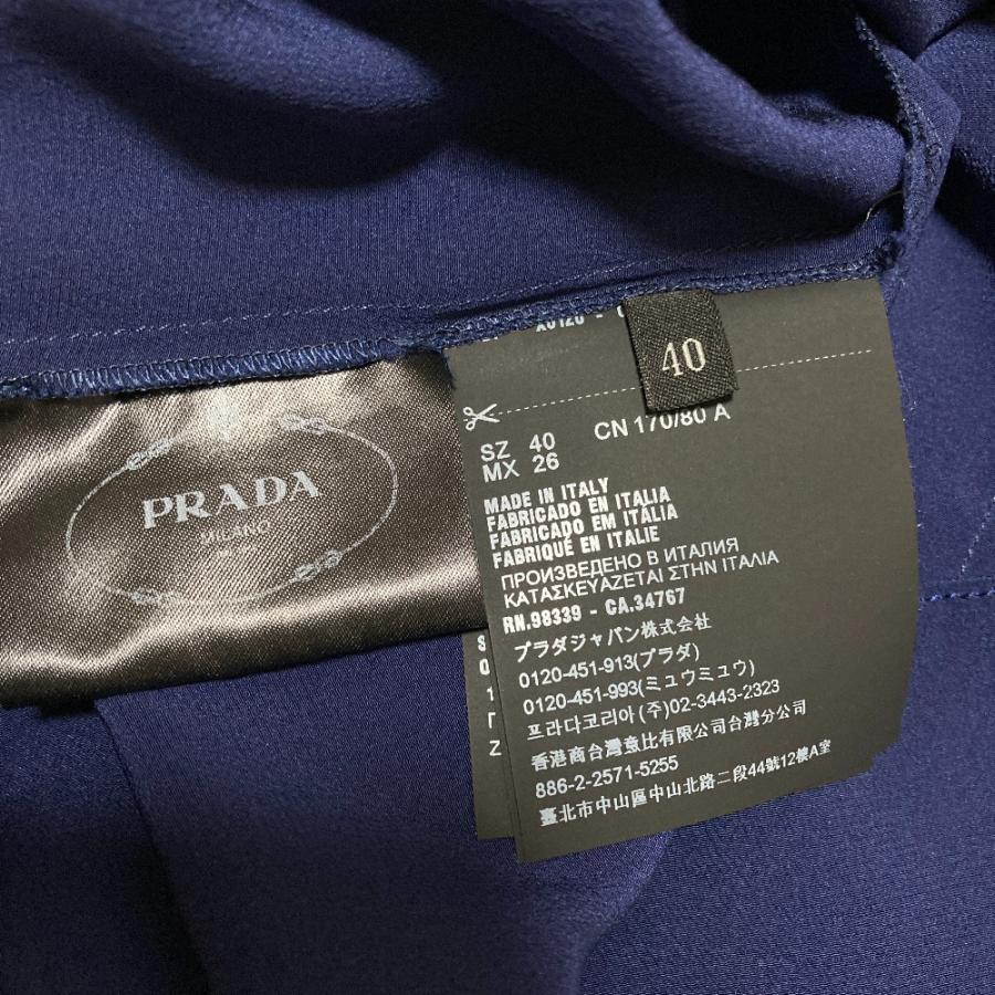 PRADA（プラダ） 美品 ボウタイ付 シルクブラウス 40 ネイビー