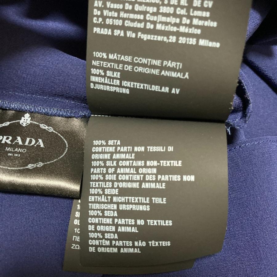 PRADA レザー ボウタイ PRADA（プラダ） 美品 ボウタイ付 シルクブラウス 40 ネイビー