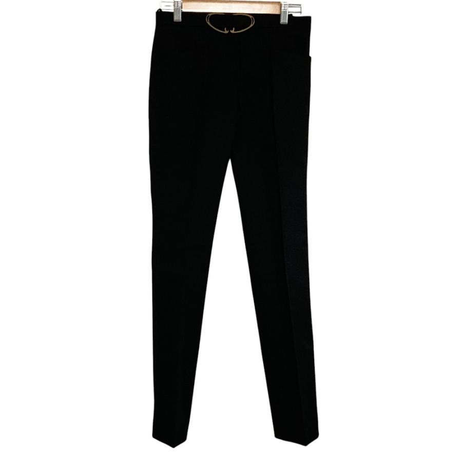 GUCCI　ブラック フレアパンツ ベルトループ付き　サイズ38 GUCCI（グッチ） 良品 ベルト付き ストレッチ コットンパンツ サイズ38