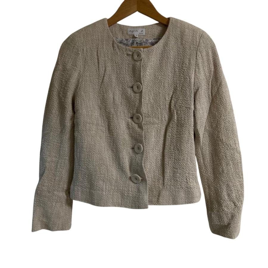 極美品　フランス製 Agnes b. ツイード ジャケット アニエスベー agnes b.（アニエスベー） 美品 ツイード ノーカラージャケット サイズ