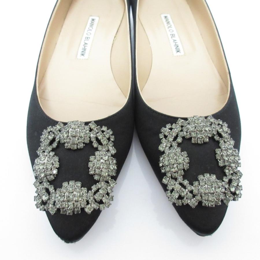 MANOLO BLAHNIK（マノロブラニク） 良品 ハンギシフラット サテン