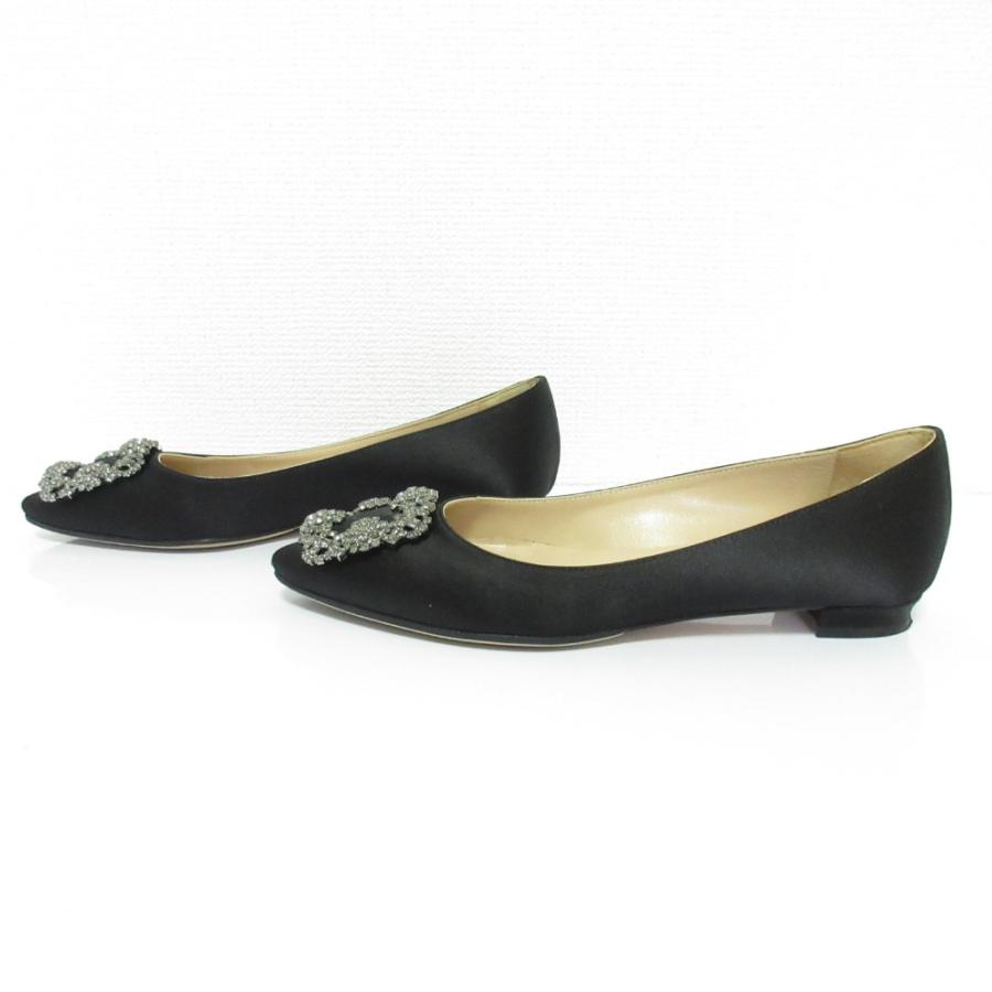 MANOLO BLAHNIK（マノロブラニク） 良品 ハンギシフラット サテン
