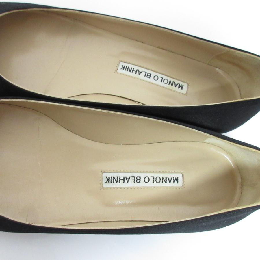m*n様 お値下げManolo Blahnik ハンギシパンプス 35.5 裏張 MANOLO BLAHNIK（マノロブラニク） 良品 ハンギシフラット サテン