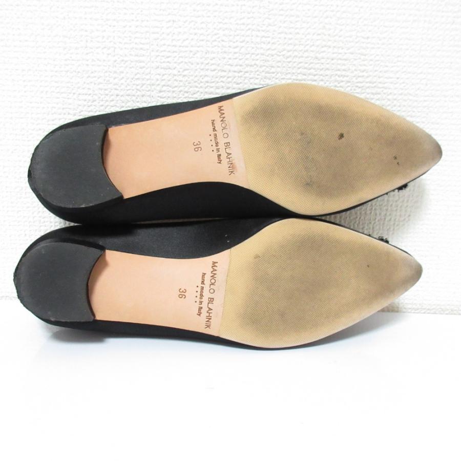 【美品】MANOLO BLAHNIK ハンギシ サテンパンプス 37 MANOLO BLAHNIK（マノロブラニク） 良品 ハンギシフラット サテン