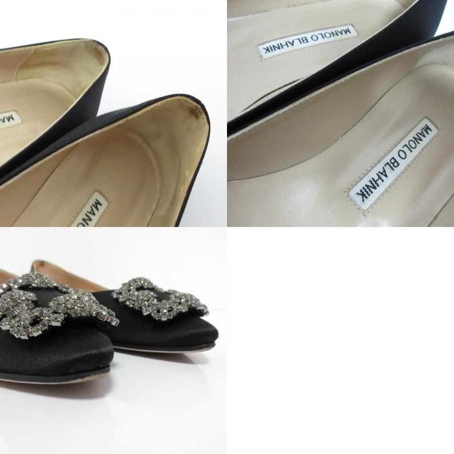 【美品】MANOLO BLAHNIK ハンギシ サテンパンプス 37 MANOLO BLAHNIK（マノロブラニク） 良品 ハンギシフラット サテン