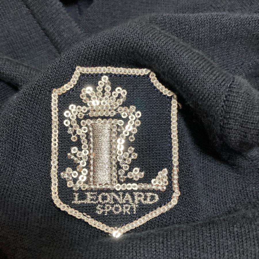 LEONARD SPORT 美品 レオナールスポーツ ロゴ刺繍 ロングニットジレ 