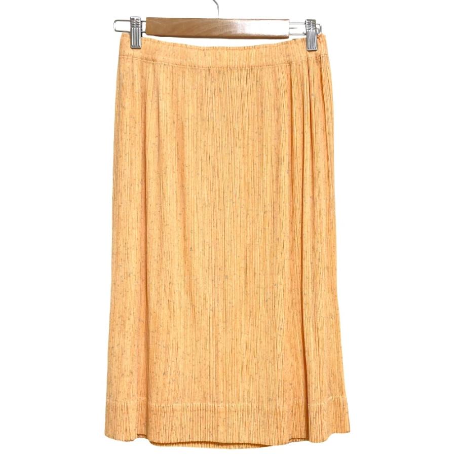 Issey Miyake プリーツプリーズ✨グリーン✖️オレンジドット　スカート PLEATS PLEASE（プリーツ プリーズ） 美品 PLEATS PLEASE ISSEY MIYAKE