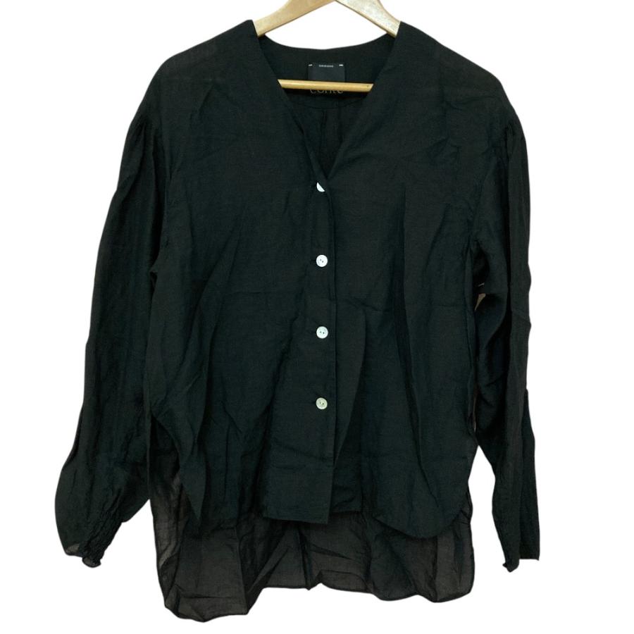 conte 美品 コンテ シアー Vネックブラウス ロングスリーブ シャツ 