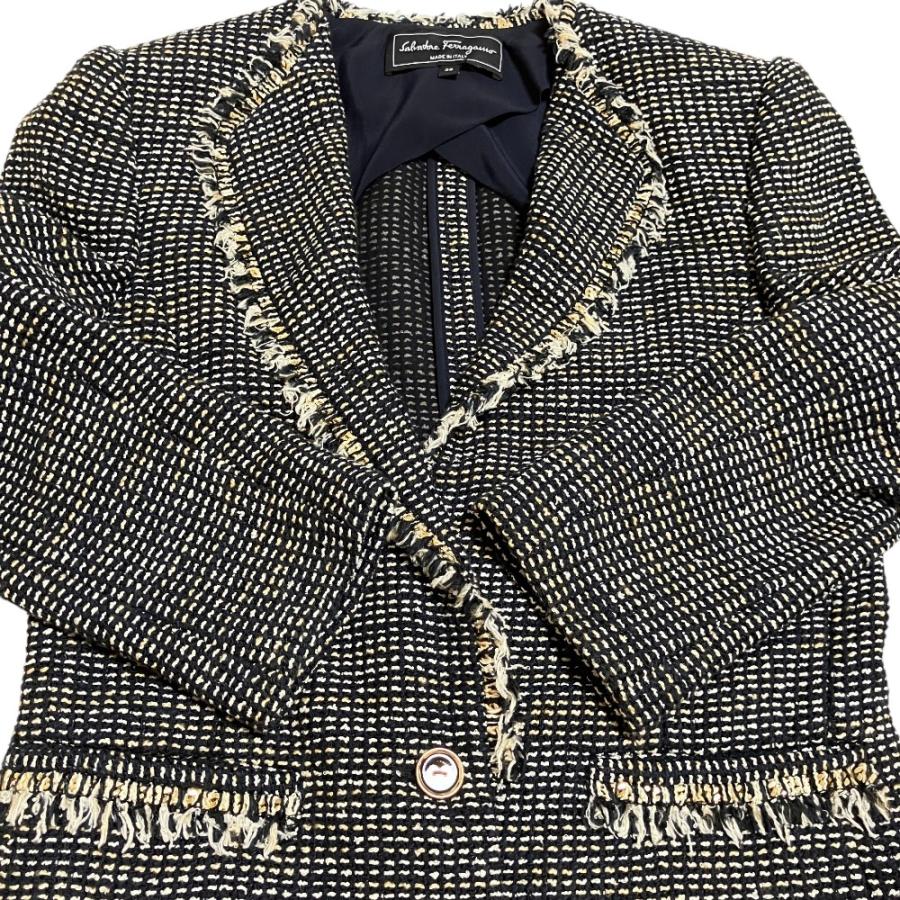 Salvatore Ferragamo フェラガモ ツイード 花柄 ジャケット 美品 