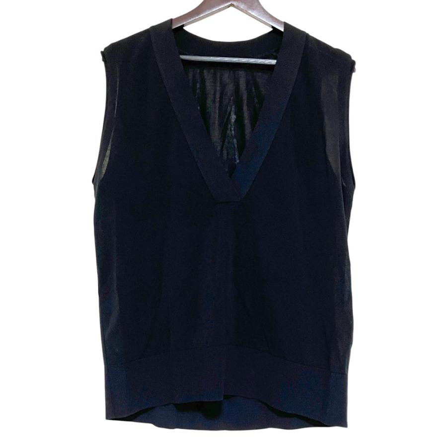 新品同様 25AW Deuxieme Classe ドゥーズィエムクラス shake code Vネック ベスト 25080500404030 Fサイズ ブラック レディース 古着 中古