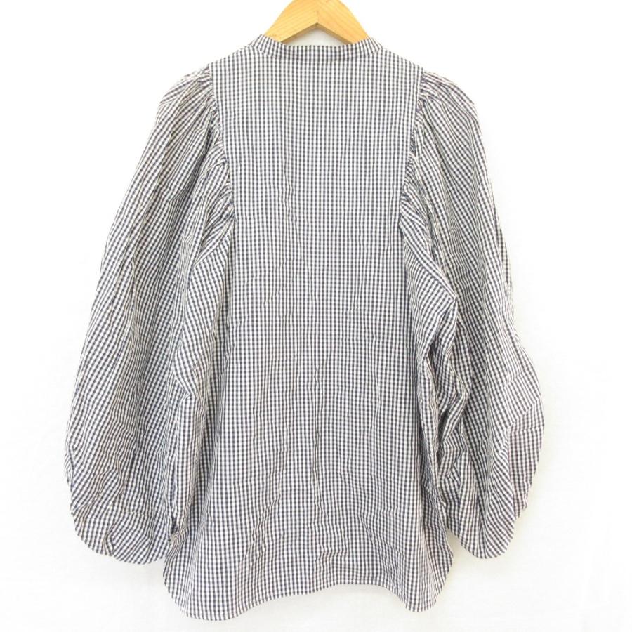 Yori 美品 ヨリ ギンガムリボンパフスリーブブラウス YR21-23027SP 