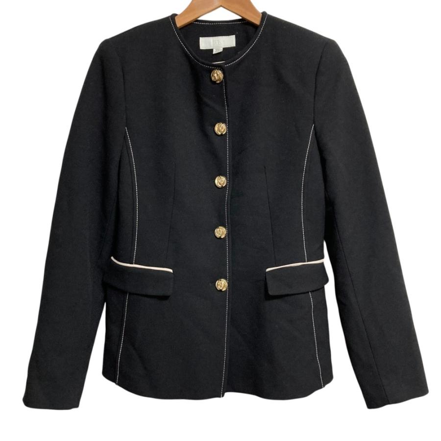 美品　ザラ　ZARA　ツイードノーカラージャケット　金ボタン　Sサイズ　ブラック ZARA（ザラ） 美品 ステッチデザイン 金ボタン ノーカラージャケット