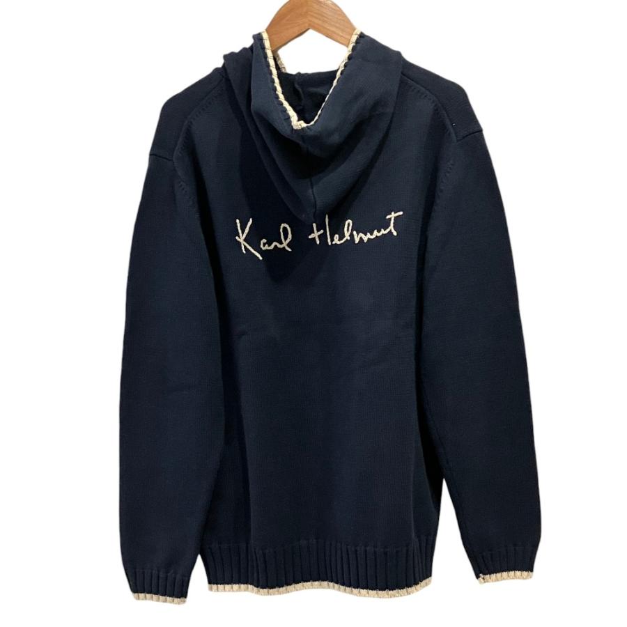 カールヘルム ジャガードニット袖 コート M ビンテージ Karl Helmut 美品 カールヘルム ハーフジップ コットンニット プル