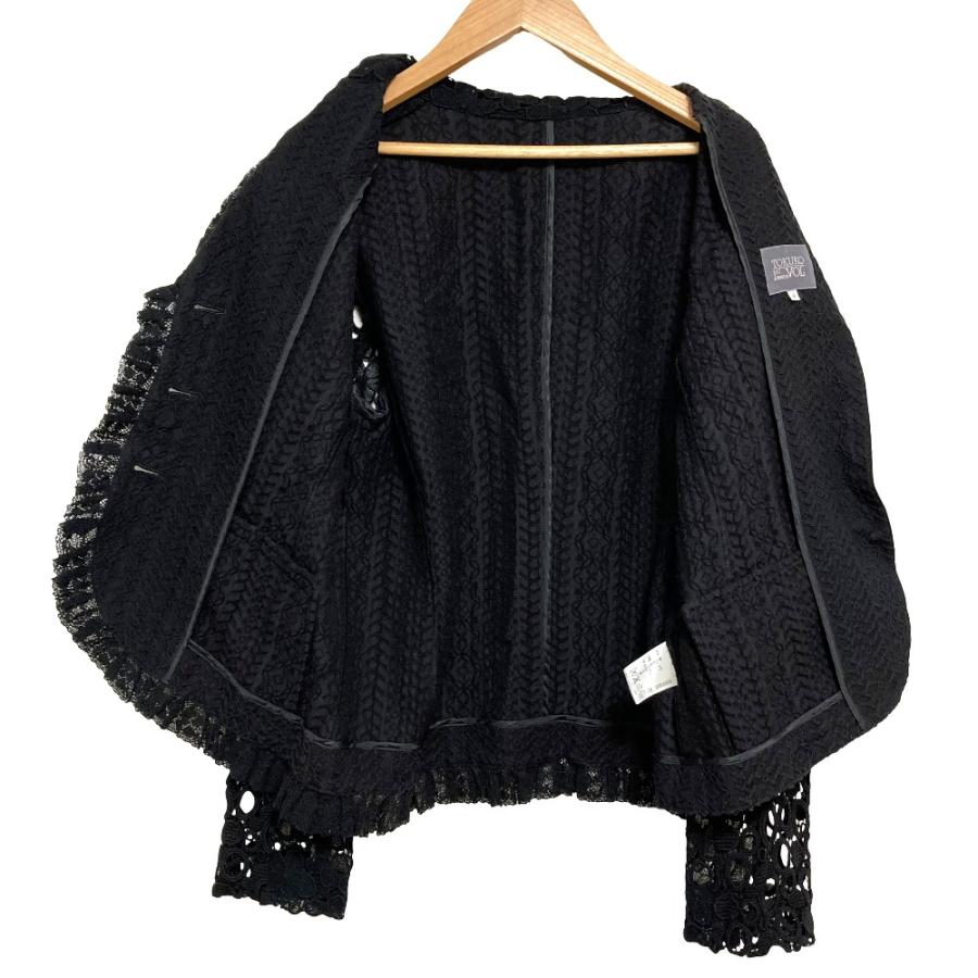 【希少極美品】トクコプルミエヴォル レース カットワーク刺繍 ジャケット 黒 美品 TOKUKO 1er VOL トクコプルミエヴォル カットワーク レース
