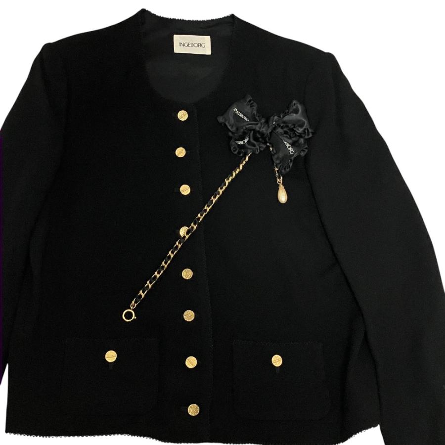 INGEBORG（インゲボルグ） 美品 金釦 ノーカラージャケット サイズM