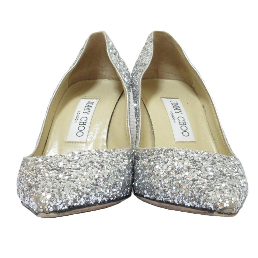美品❤️JIMMY CHOO ジミーチュウ シルバー グリッター ポインテッドトゥ JIMMY CHOO（ジミーチュウ） 良品 ハイヒール ポインテッドトゥ