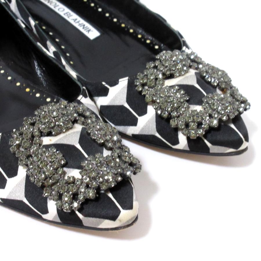 MANOLO BLAHNIK（マノロブラニク） 美品 ハンギシ サテン ビジュー 