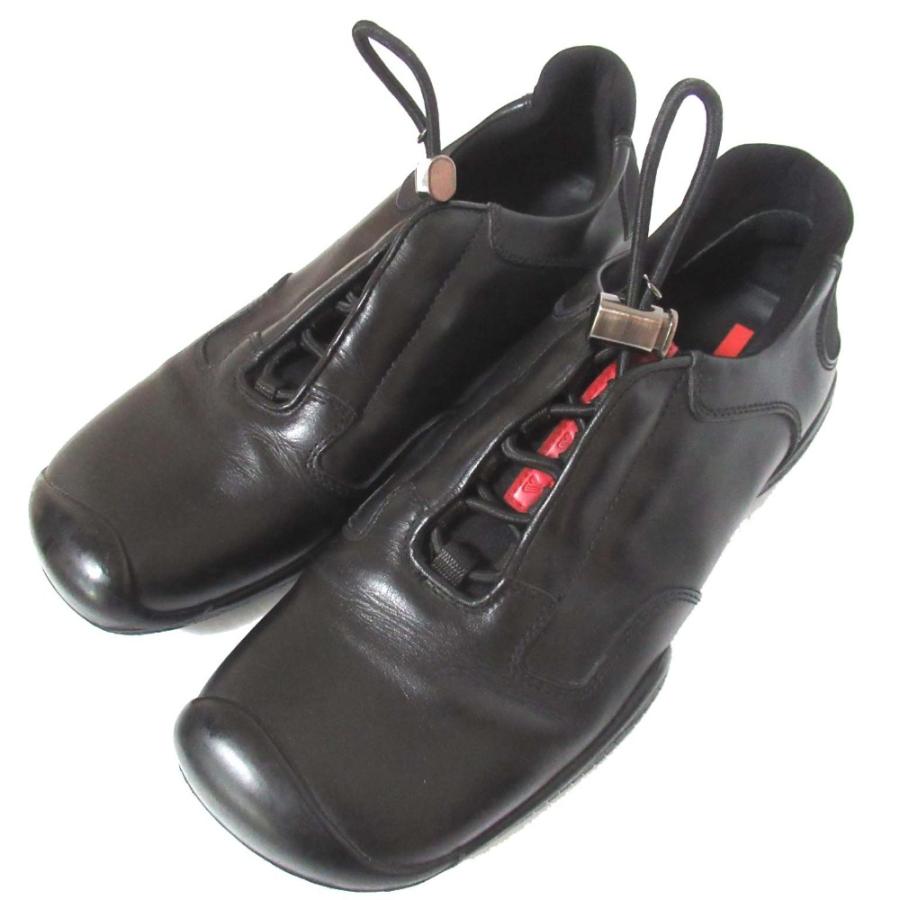 美品 PRADA SPORT プラダスポーツ レザー スクエアトゥ ドローコード