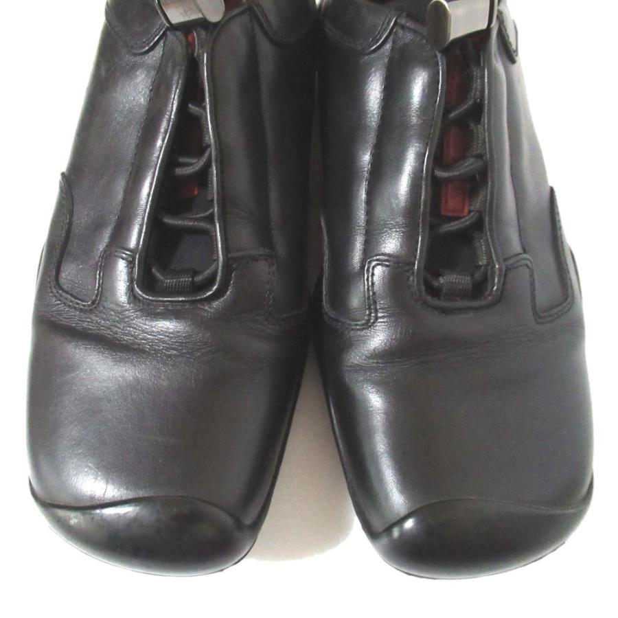 美品 PRADA SPORT プラダスポーツ レザー スクエアトゥ ドローコード