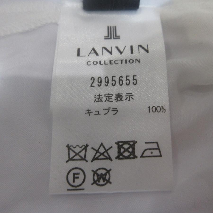 LANVIN COLLECTION - 美品 LANVIN COLLECTION ランバンコレクション 長袖 比翼仕立て シアー ノーカラーブラウス シャツ 40 ホワイト レディース 古着 中古 USED LANVIN COLLECTION 美品 ランバンコレクション 長袖 比翼仕立て