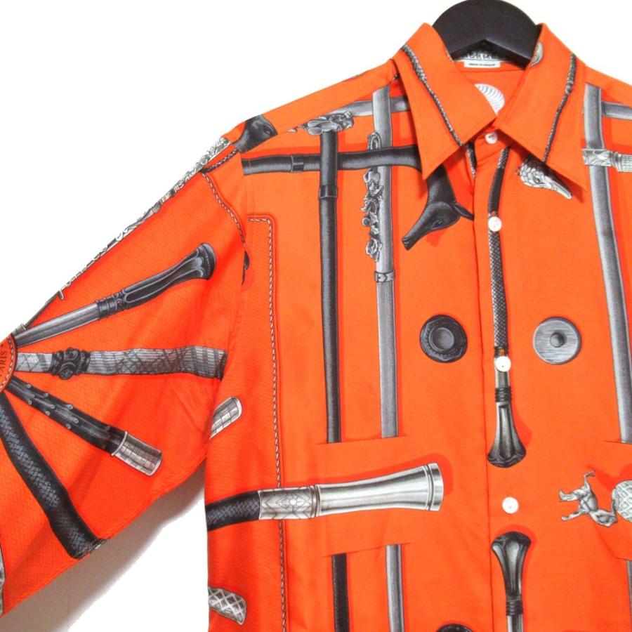 HERMES 美品 エルメス CANNES ET POMMEAUX 総柄 シルク100