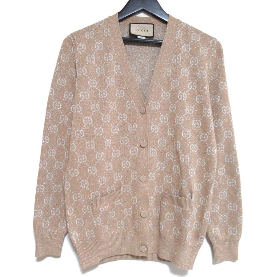 GUCCI 美品 グッチ ラメ GG柄ジャガード Vネック ニット