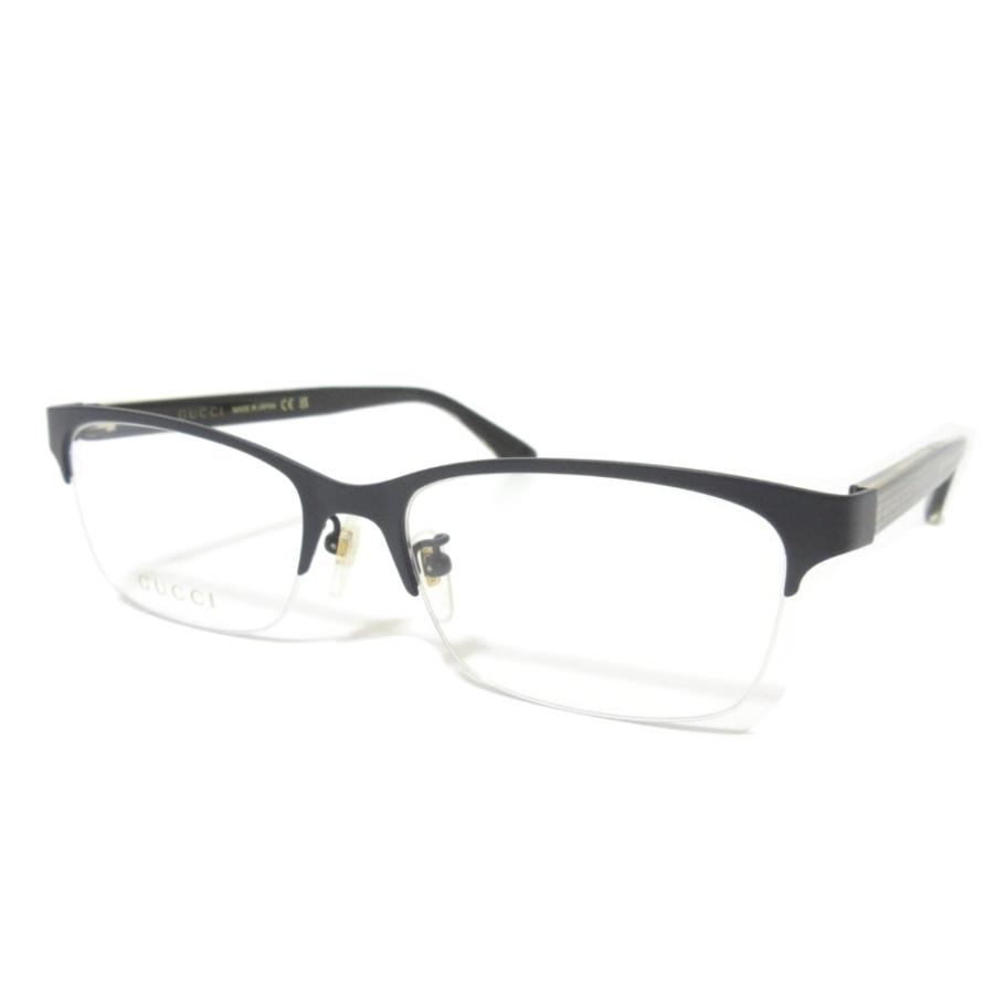 GUCCI 眼鏡フレーム　ハーフリム　スクエア　日本製　ブラウン　チタン GUCCI 美品 グッチ チタンフロント セルテンプル ハーフリム