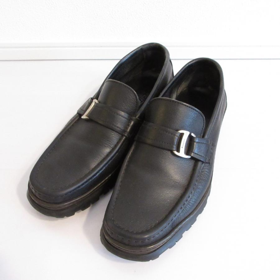 Salvatore Ferragamo ブラック レザー ドライビングシューズ 良品 Salvatore Ferragamo サルヴァトーレフェラガモ レザー