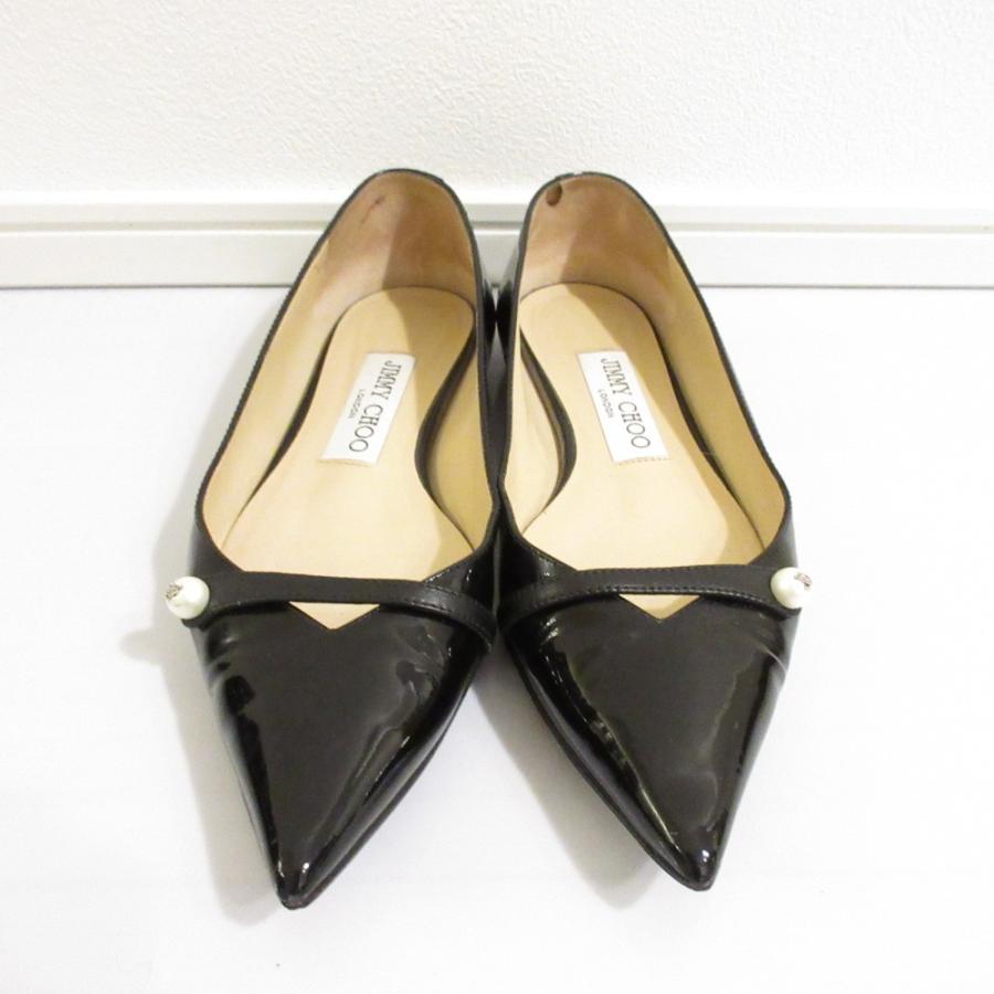 JIMMY CHOO（ジミーチュウ） 美品 ROSALIA FLAT パテントレザー ポイン