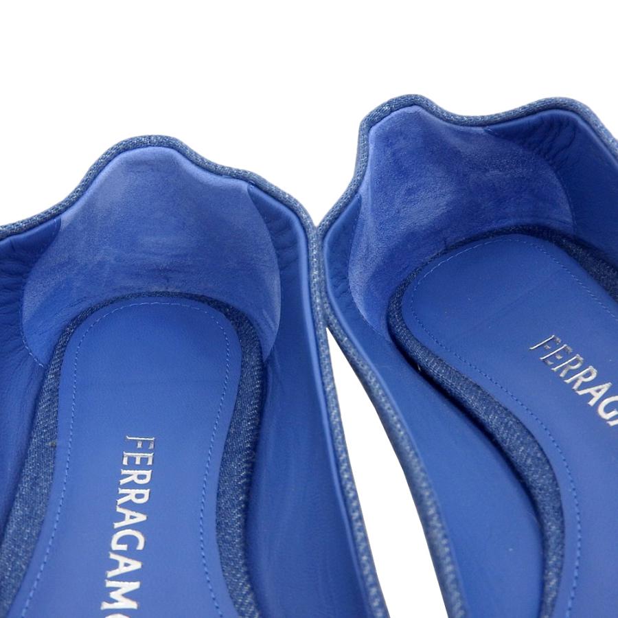 美品 Ferragamo フェラガモ ヴァラリボン フラットシューズ パンプス 