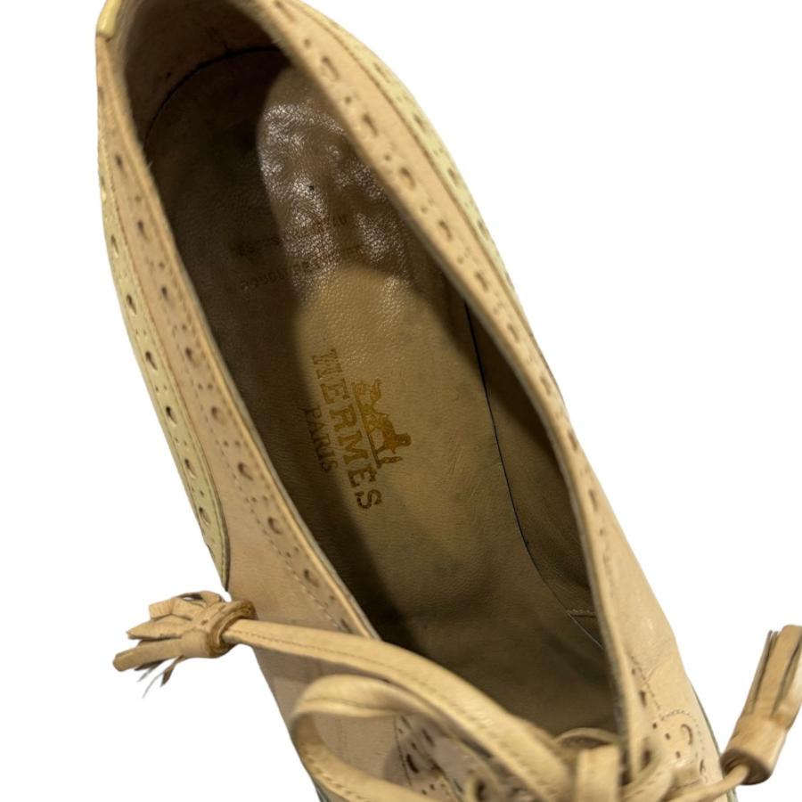 HERMES 良品 エルメス レザー ウィングチップ レースアップ