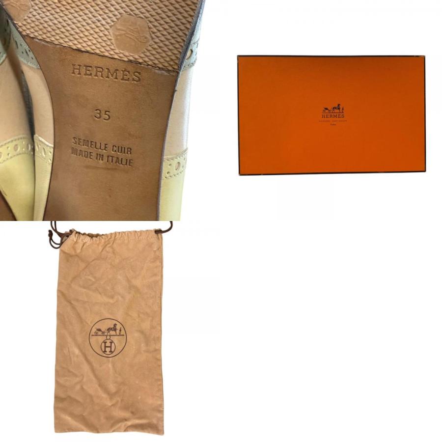 *上品なチューリップデザイン*【HERMES】ニュースボーイ45 HERMES 良品 エルメス レザー ウィングチップ レースアップ