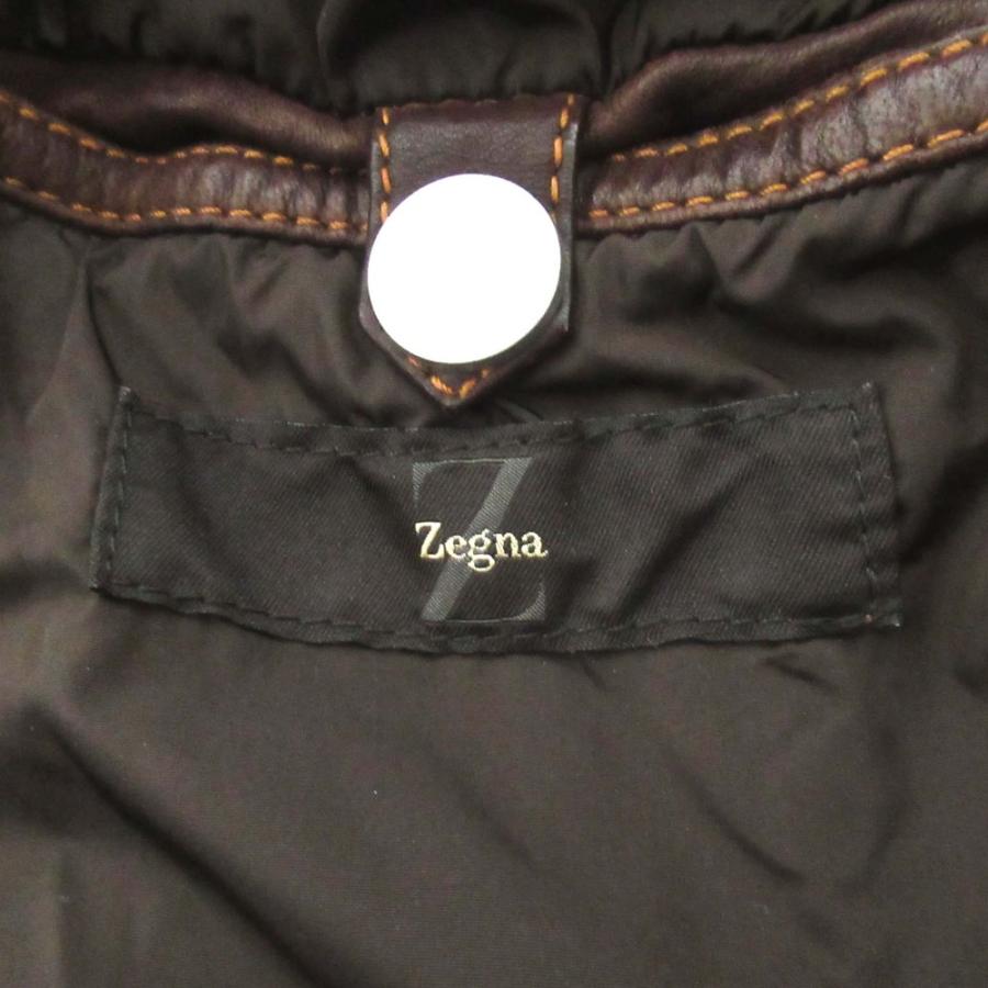 ZEGNA 美品 Z Zegna ゼニア レザー×ナイロン ジップアップ