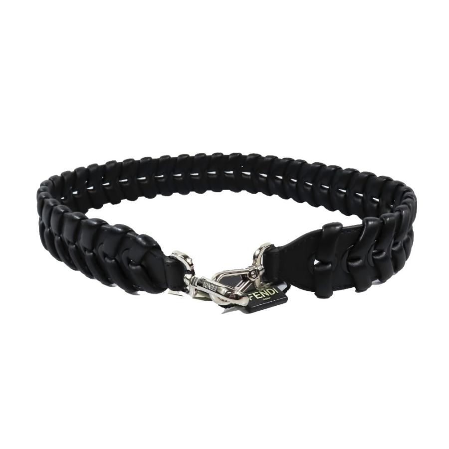 【未使用級】 フェンディ ストラップユー ストラップ 編み込み レザー ブラック 未使用級】 フェンディ ストラップユー ストラップ 編み込み レザー